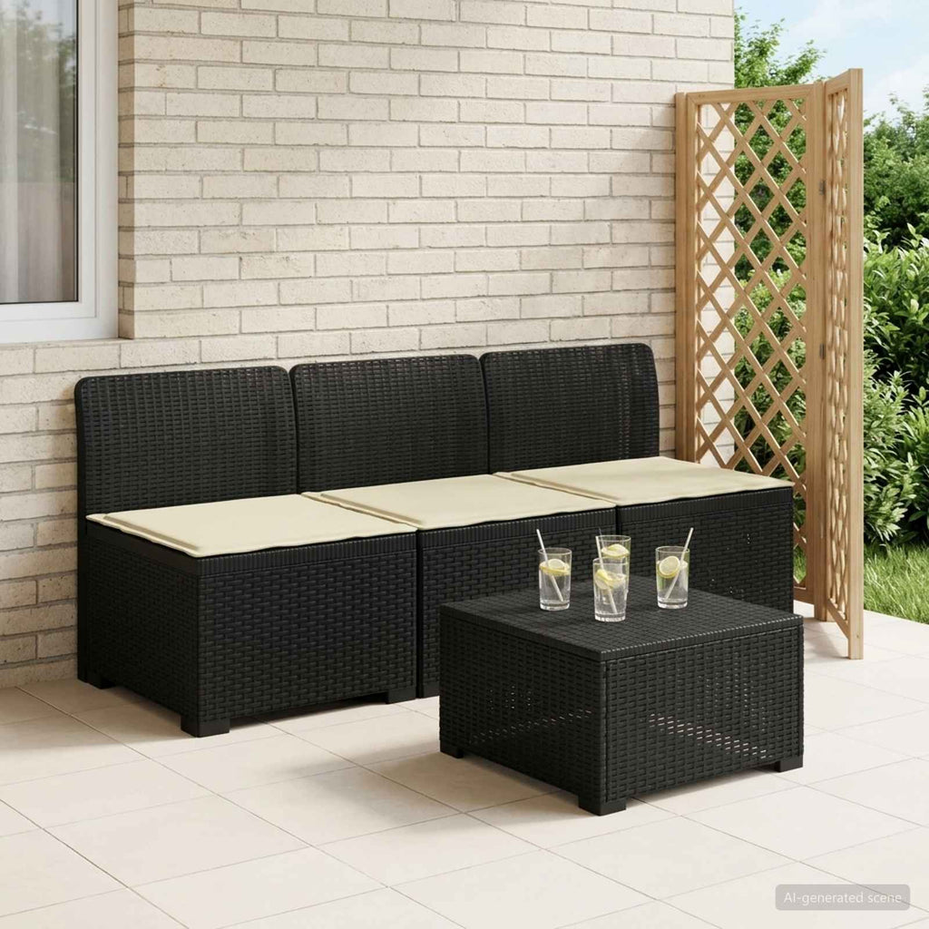 vidaXL Sofa ogrodowa 3-osobowa z poduszkami w rattanowym wyglądzie PP