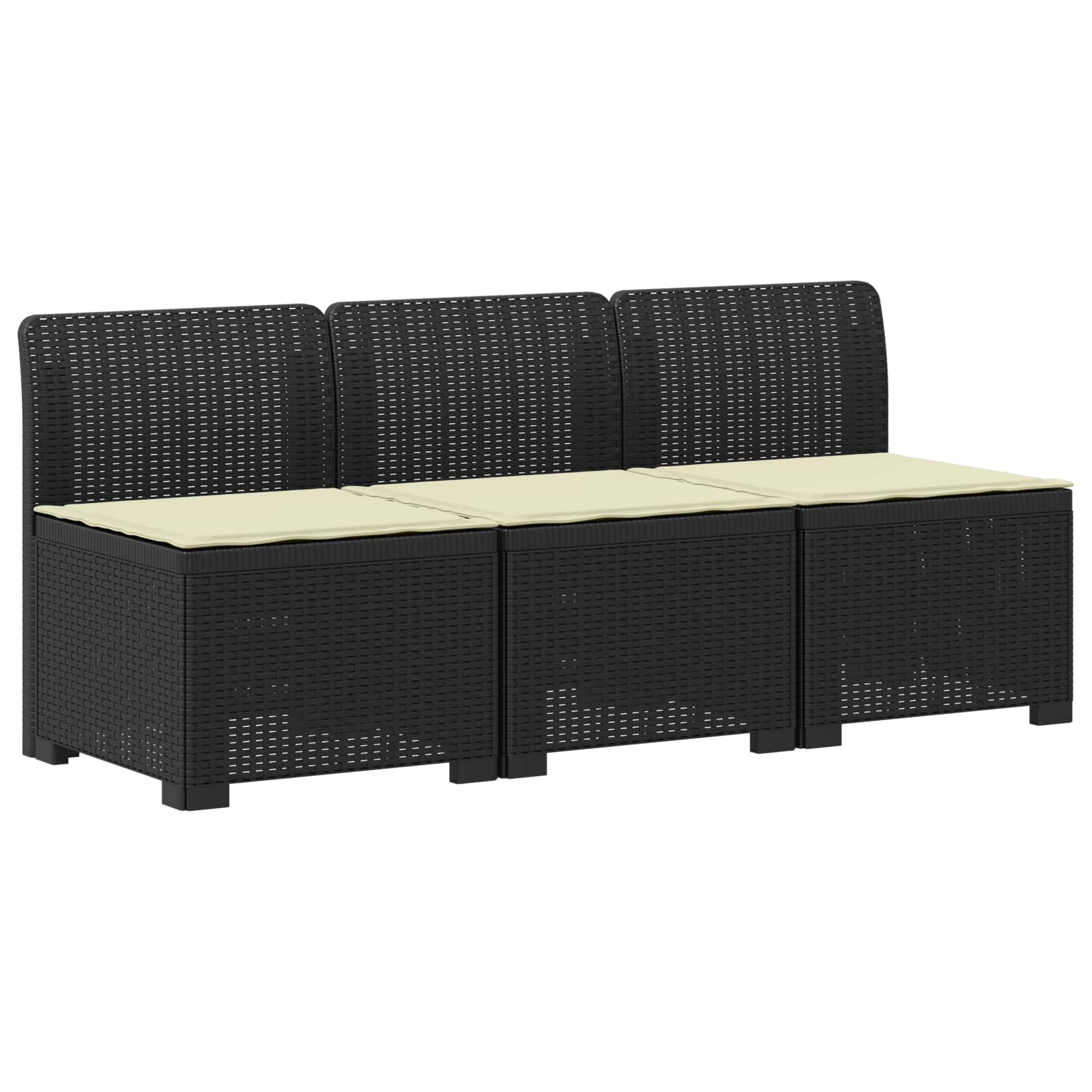 vidaXL Sofa ogrodowa 3-osobowa z poduszkami w rattanowym wyglądzie PP