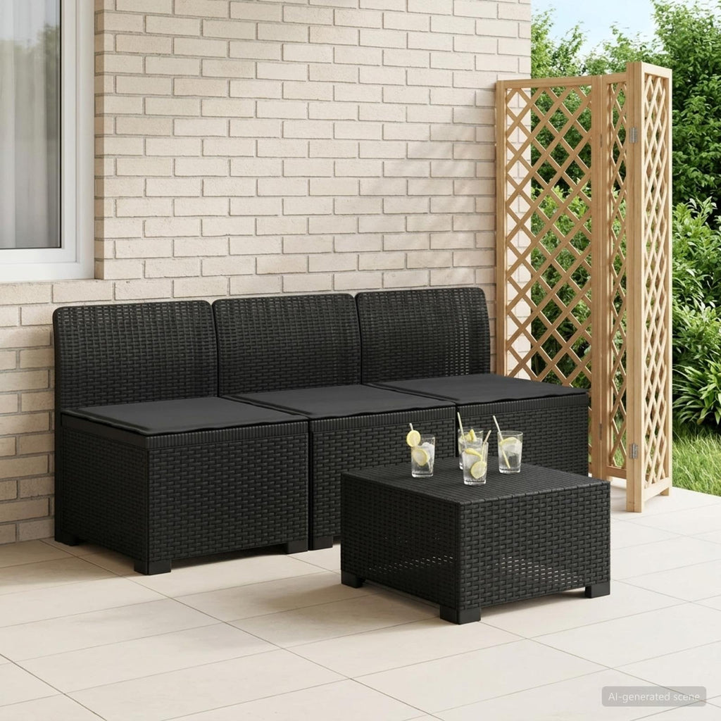 vidaXL Sofa ogrodowa 3-osobowa z poduszkami w rattanowym wyglądzie PP