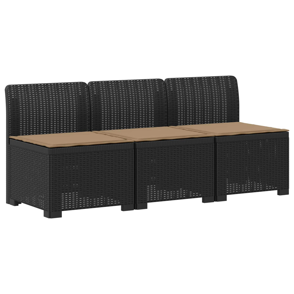 vidaXL Sofa ogrodowa 3-osobowa z poduszkami w rattanowym wyglądzie PP