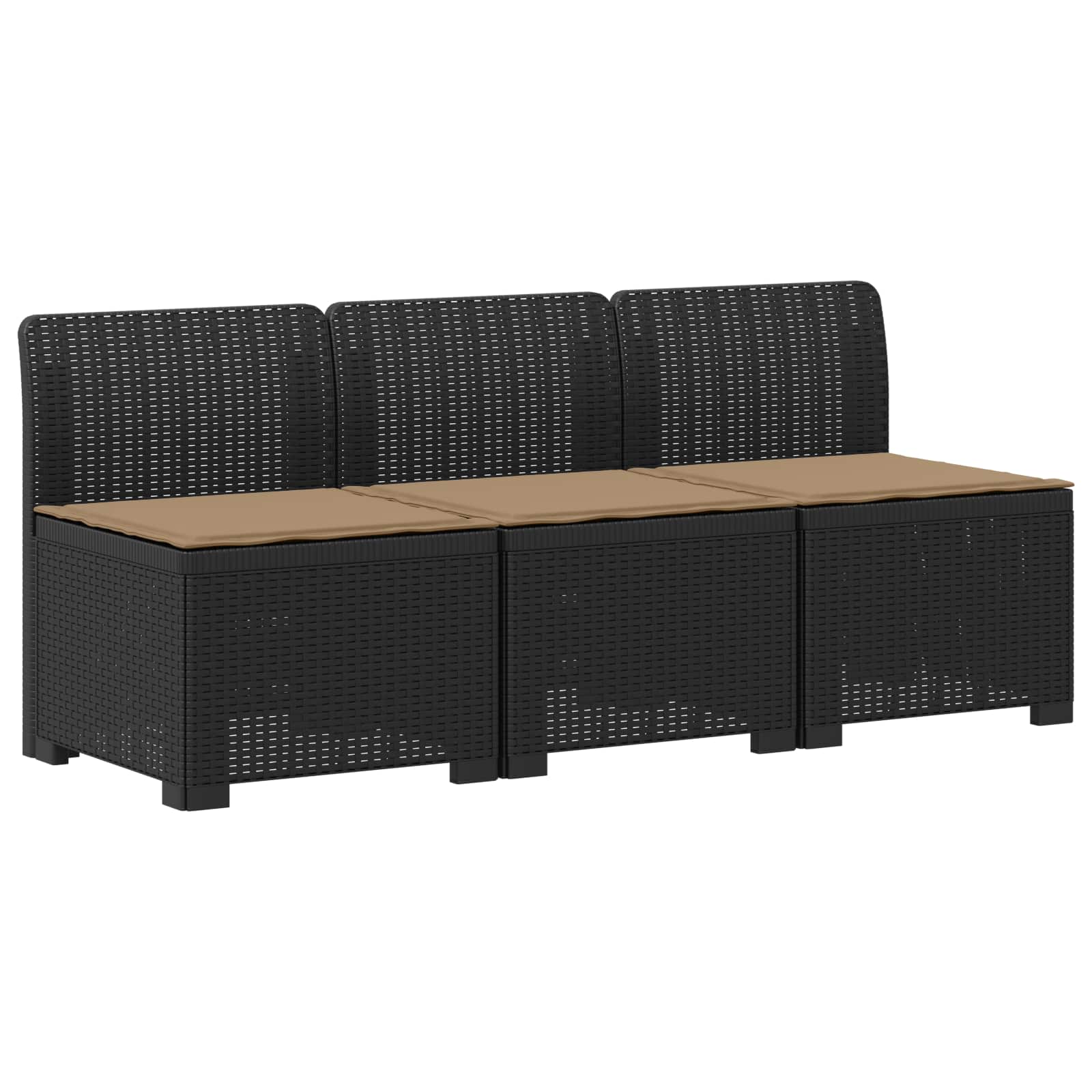vidaXL Sofa ogrodowa 3-osobowa z poduszkami w rattanowym wyglądzie PP