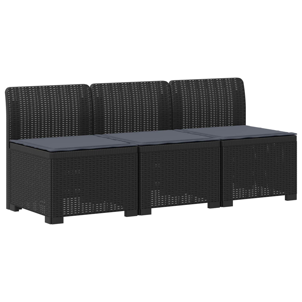 vidaXL Sofa ogrodowa 3-osobowa z poduszkami w rattanowym wyglądzie PP