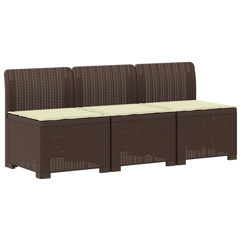 vidaXL Sofa ogrodowa 3-osobowa z poduszkami w rattanowym wyglądzie PP