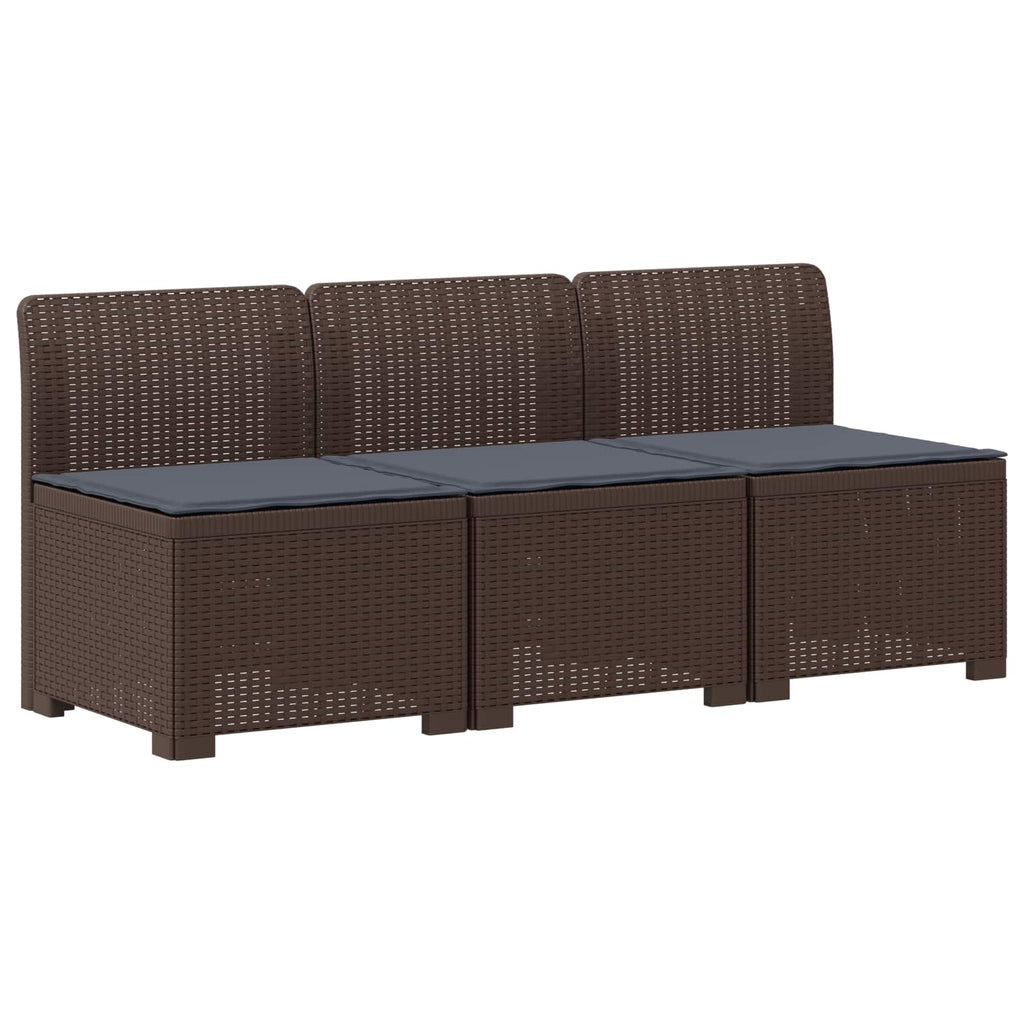 vidaXL Sofa ogrodowa 3-osobowa z poduszkami w rattanowym wyglądzie PP