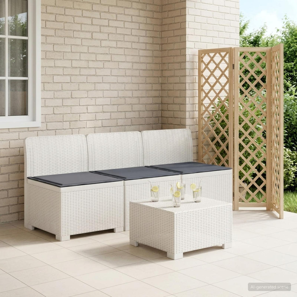 vidaXL Sofa ogrodowa 3-osobowa z poduszkami w rattanowym wyglądzie PP