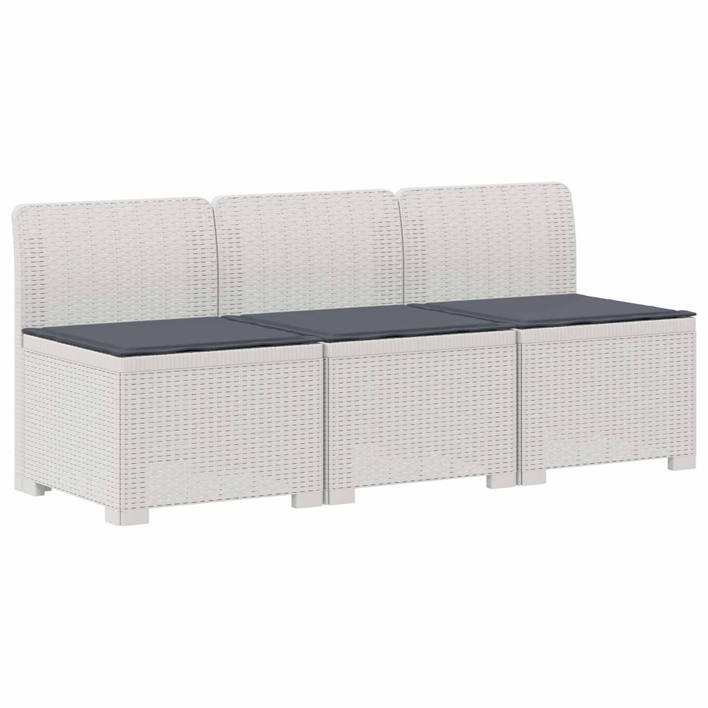 vidaXL Sofa ogrodowa 3-osobowa z poduszkami w rattanowym wyglądzie PP