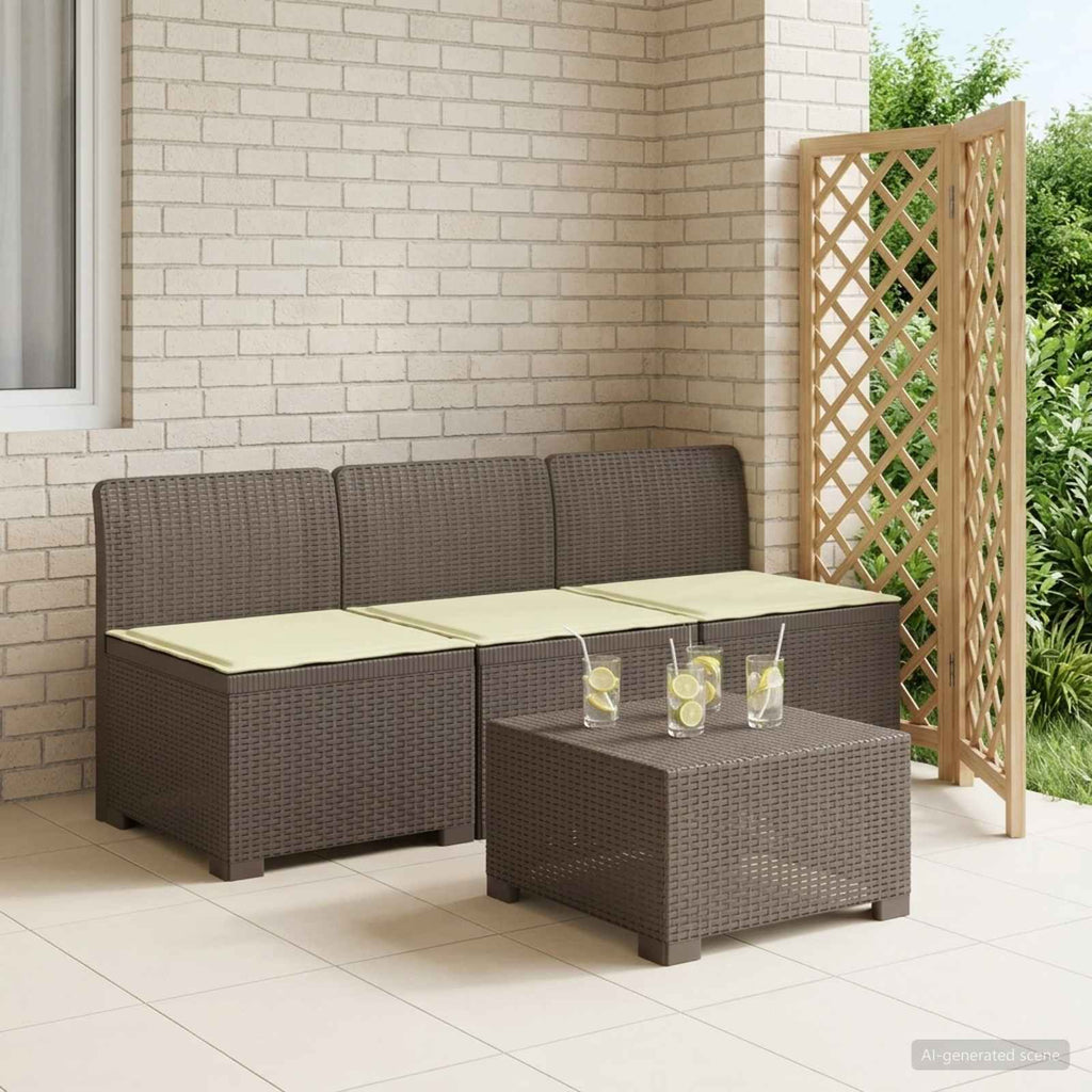 vidaXL Sofa ogrodowa 3-osobowa z poduszkami w rattanowym wyglądzie PP
