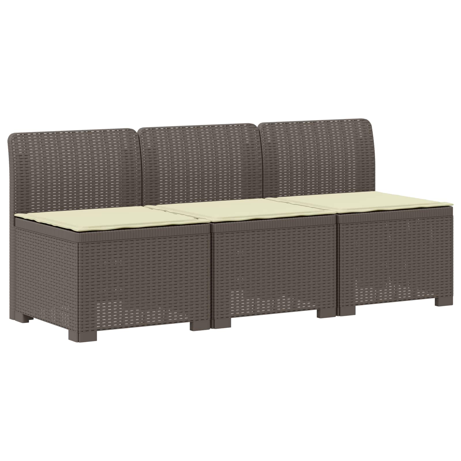 vidaXL Sofa ogrodowa 3-osobowa z poduszkami w rattanowym wyglądzie PP