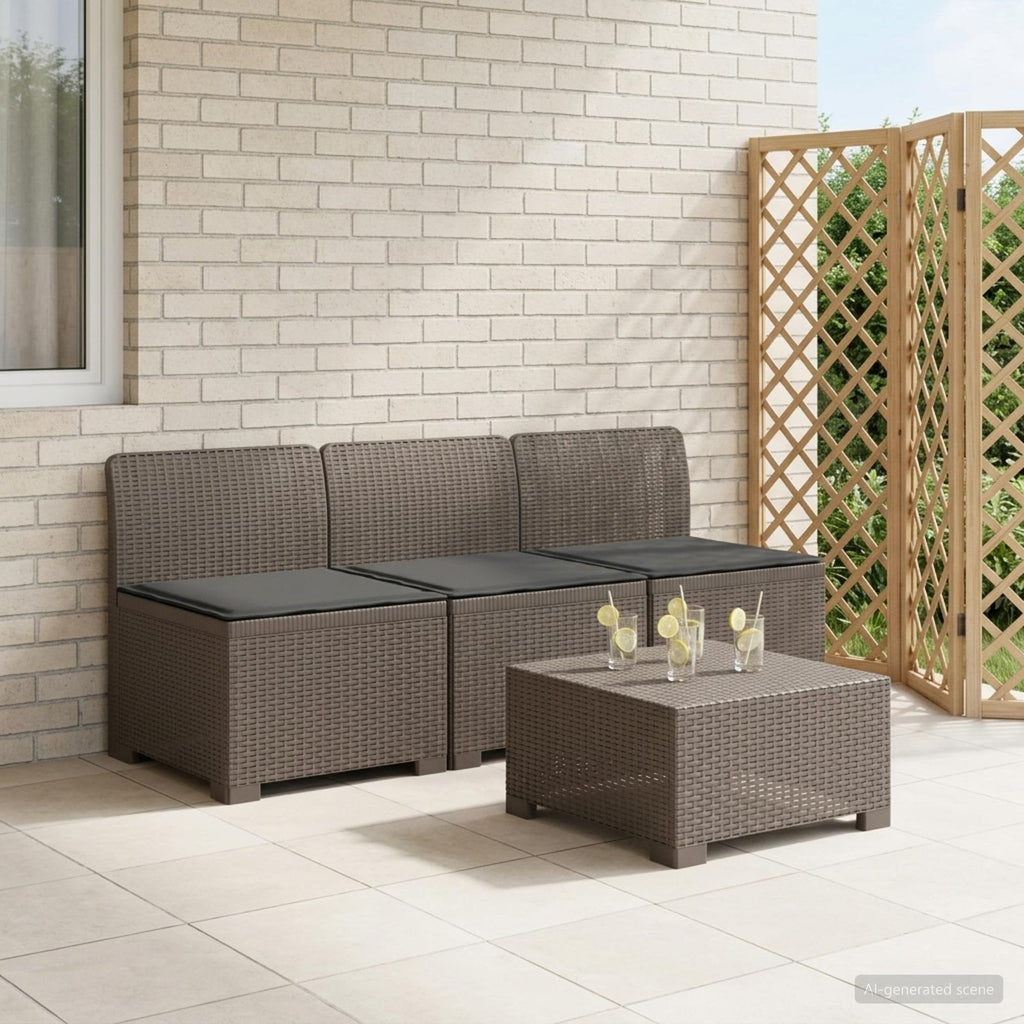 vidaXL Sofa ogrodowa 3-osobowa z poduszkami w rattanowym wyglądzie PP