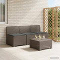 vidaXL Sofa ogrodowa 3-osobowa z poduszkami w rattanowym wyglądzie PP