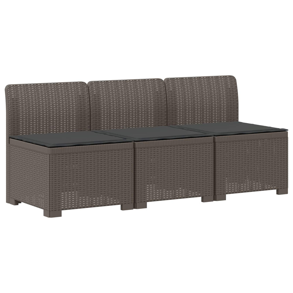 vidaXL Sofa ogrodowa 3-osobowa z poduszkami w rattanowym wyglądzie PP