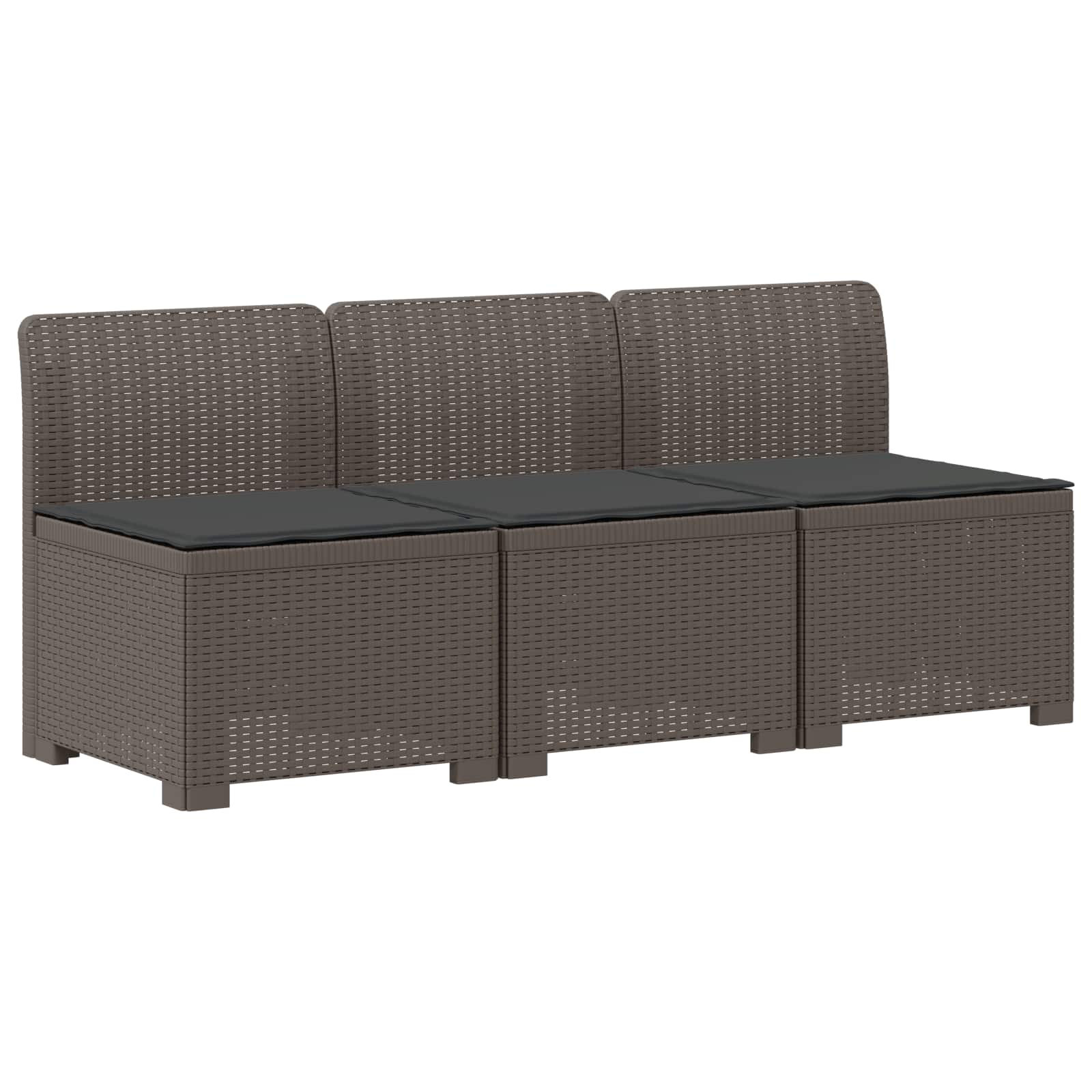 vidaXL Sofa ogrodowa 3-osobowa z poduszkami w rattanowym wyglądzie PP