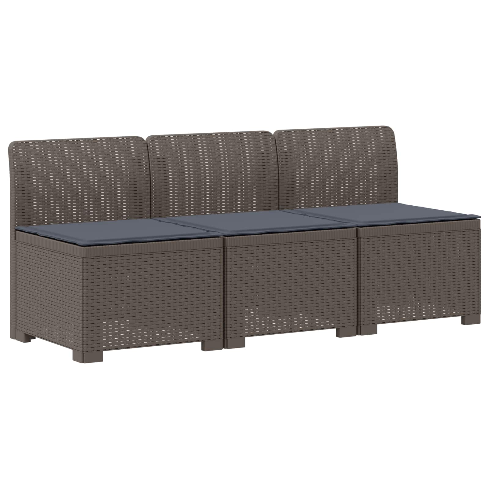 vidaXL Sofa ogrodowa 3-osobowa z poduszkami w rattanowym wyglądzie PP