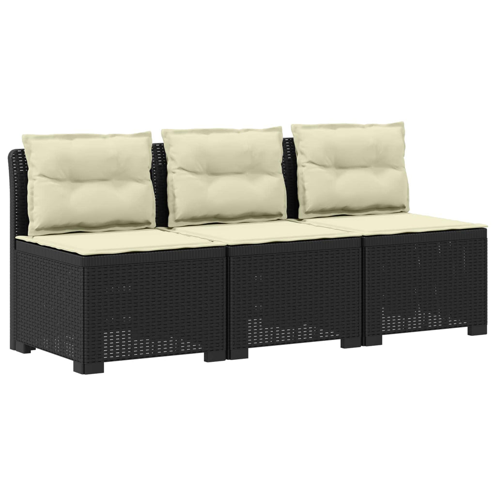vidaXL Sofa ogrodowa 3-osobowa z poduszkami w rattanowym wyglądzie PP