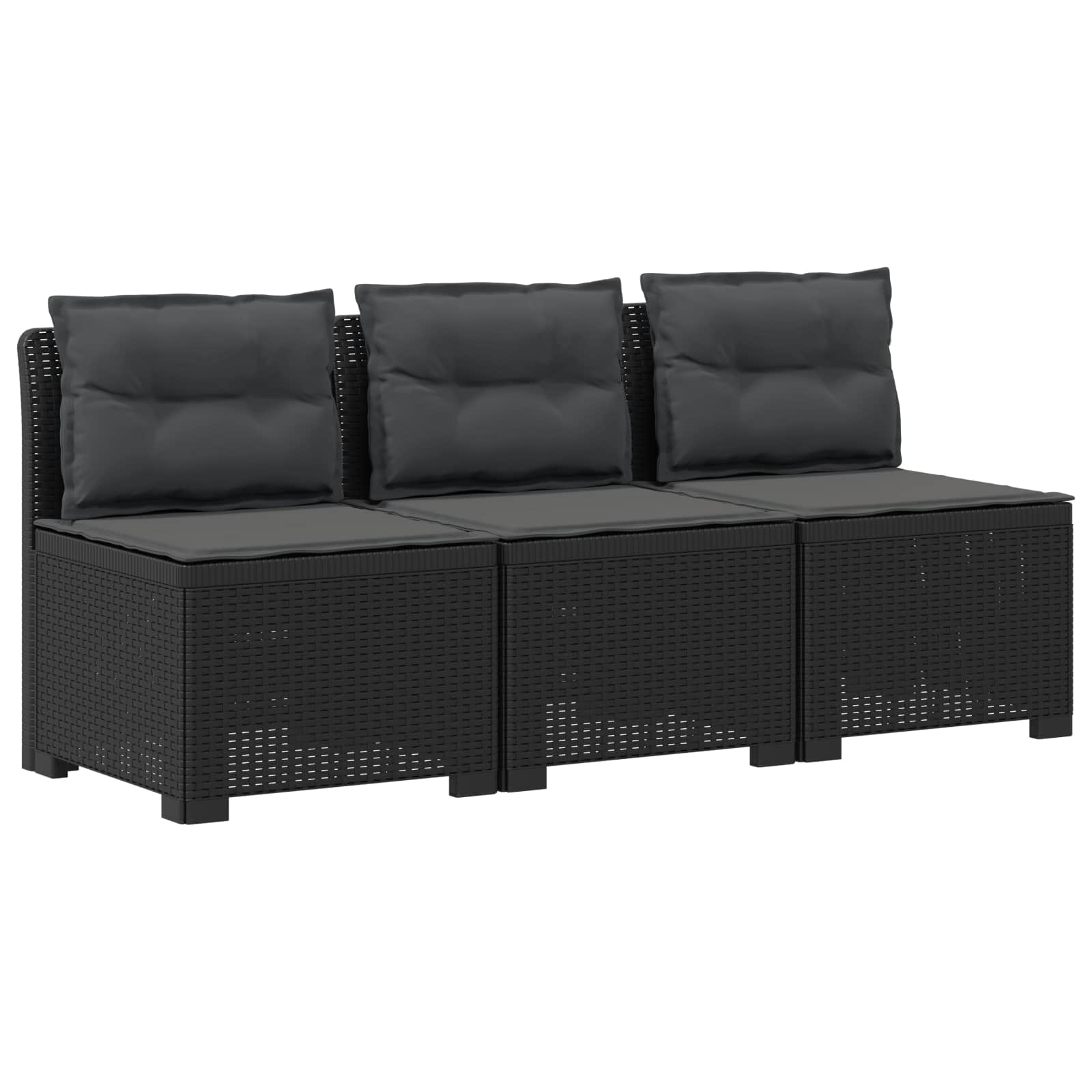 vidaXL Sofa ogrodowa 3-osobowa z poduszkami w rattanowym wyglądzie PP