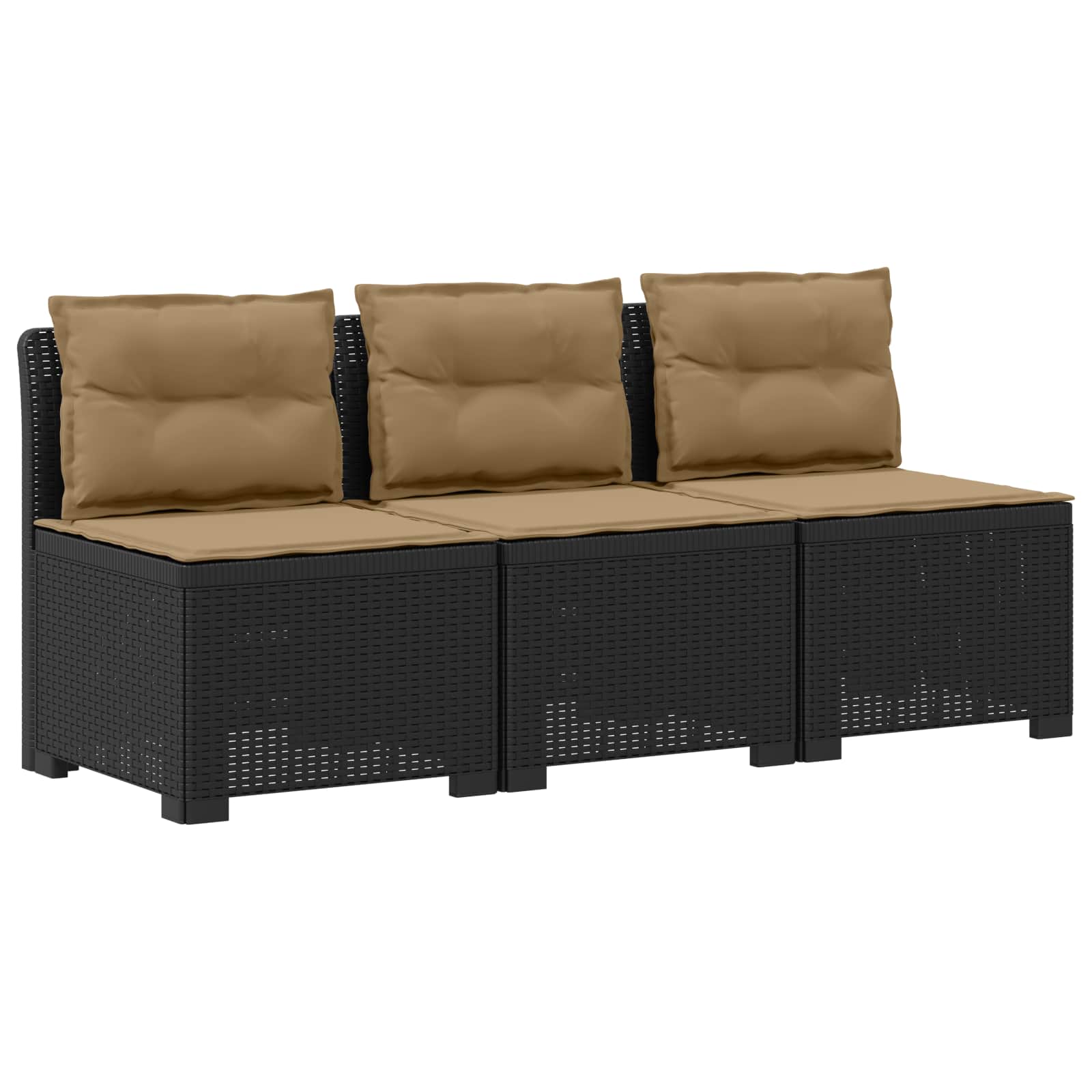 vidaXL Sofa ogrodowa 3-osobowa z poduszkami w rattanowym wyglądzie PP