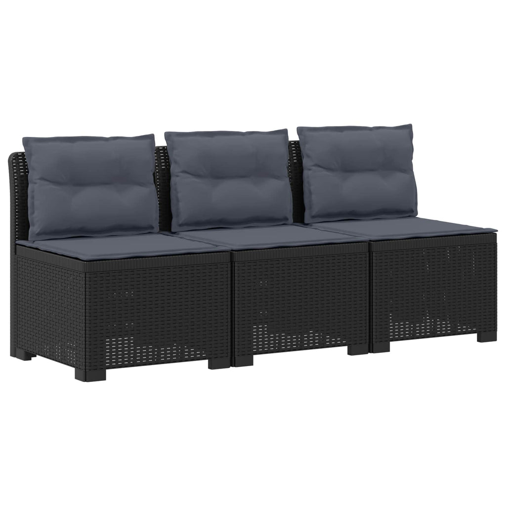 vidaXL Sofa ogrodowa 3-osobowa z poduszkami w rattanowym wyglądzie PP