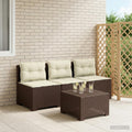 vidaXL Sofa ogrodowa 3-osobowa z poduszkami w rattanowym wyglądzie PP