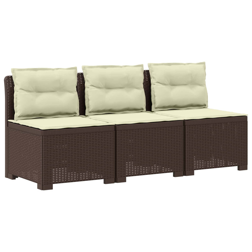 vidaXL Sofa ogrodowa 3-osobowa z poduszkami w rattanowym wyglądzie PP