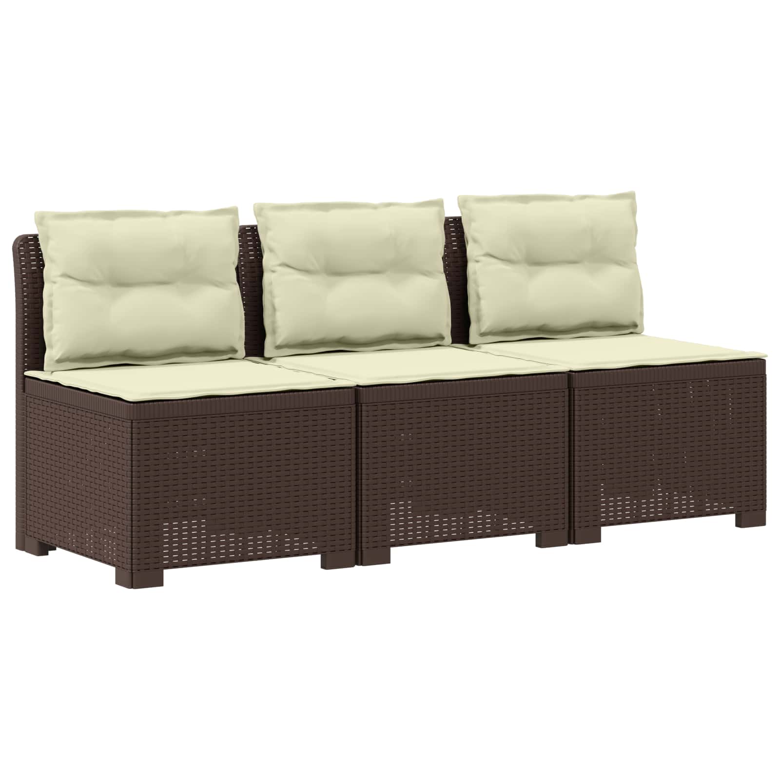 vidaXL Sofa ogrodowa 3-osobowa z poduszkami w rattanowym wyglądzie PP