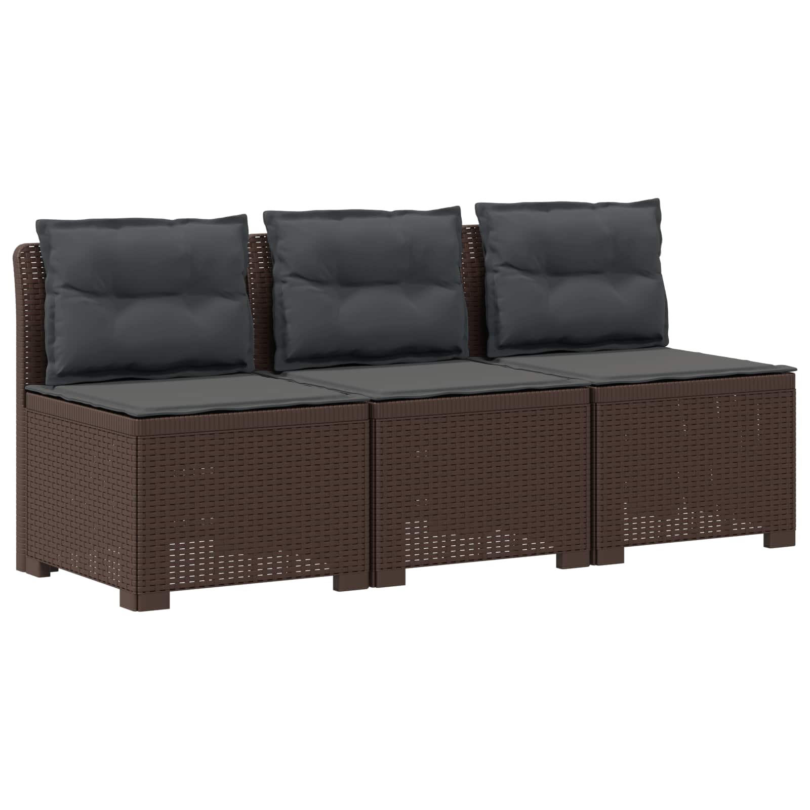 vidaXL Sofa ogrodowa 3-osobowa z poduszkami w rattanowym wyglądzie PP