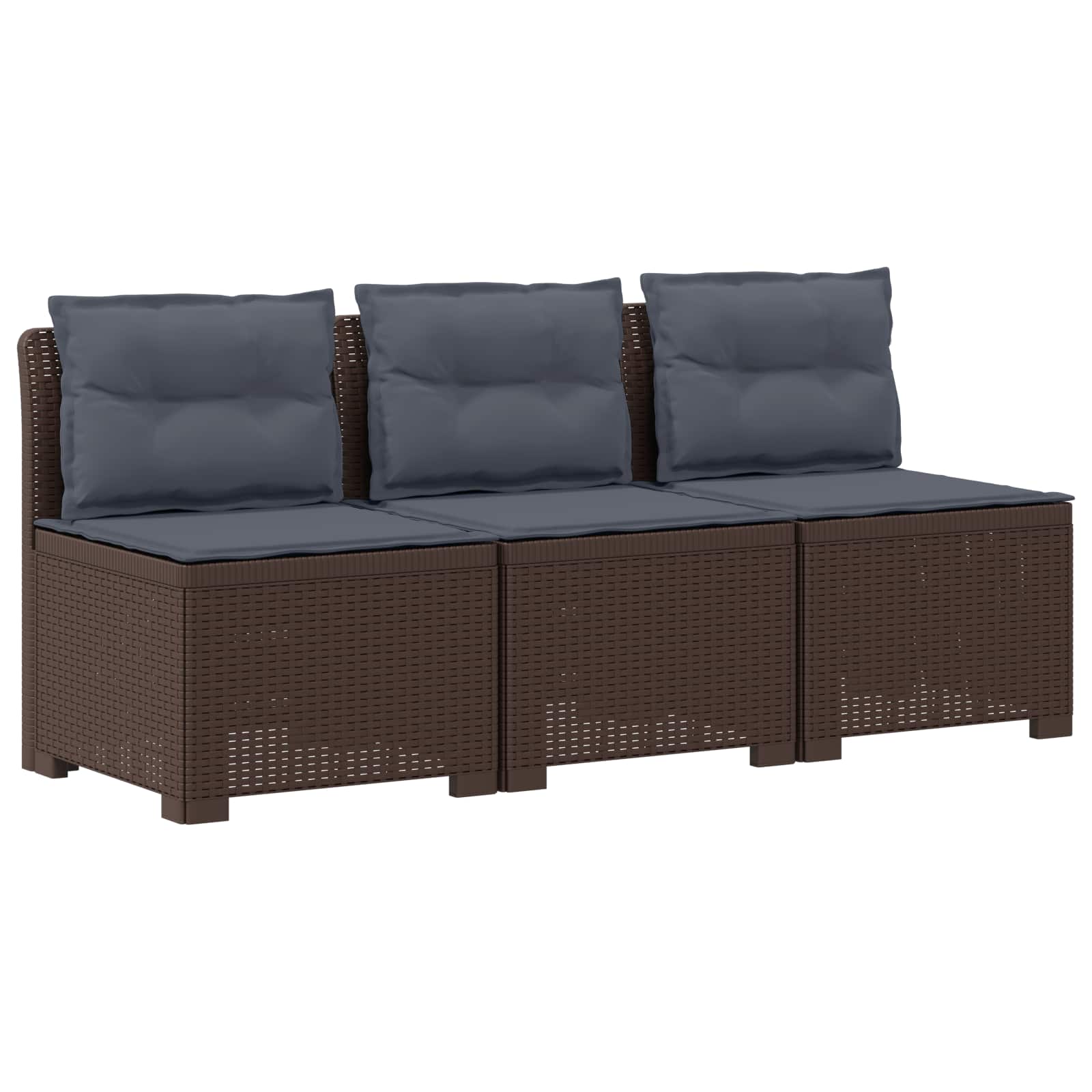 vidaXL Sofa ogrodowa 3-osobowa z poduszkami w rattanowym wyglądzie PP