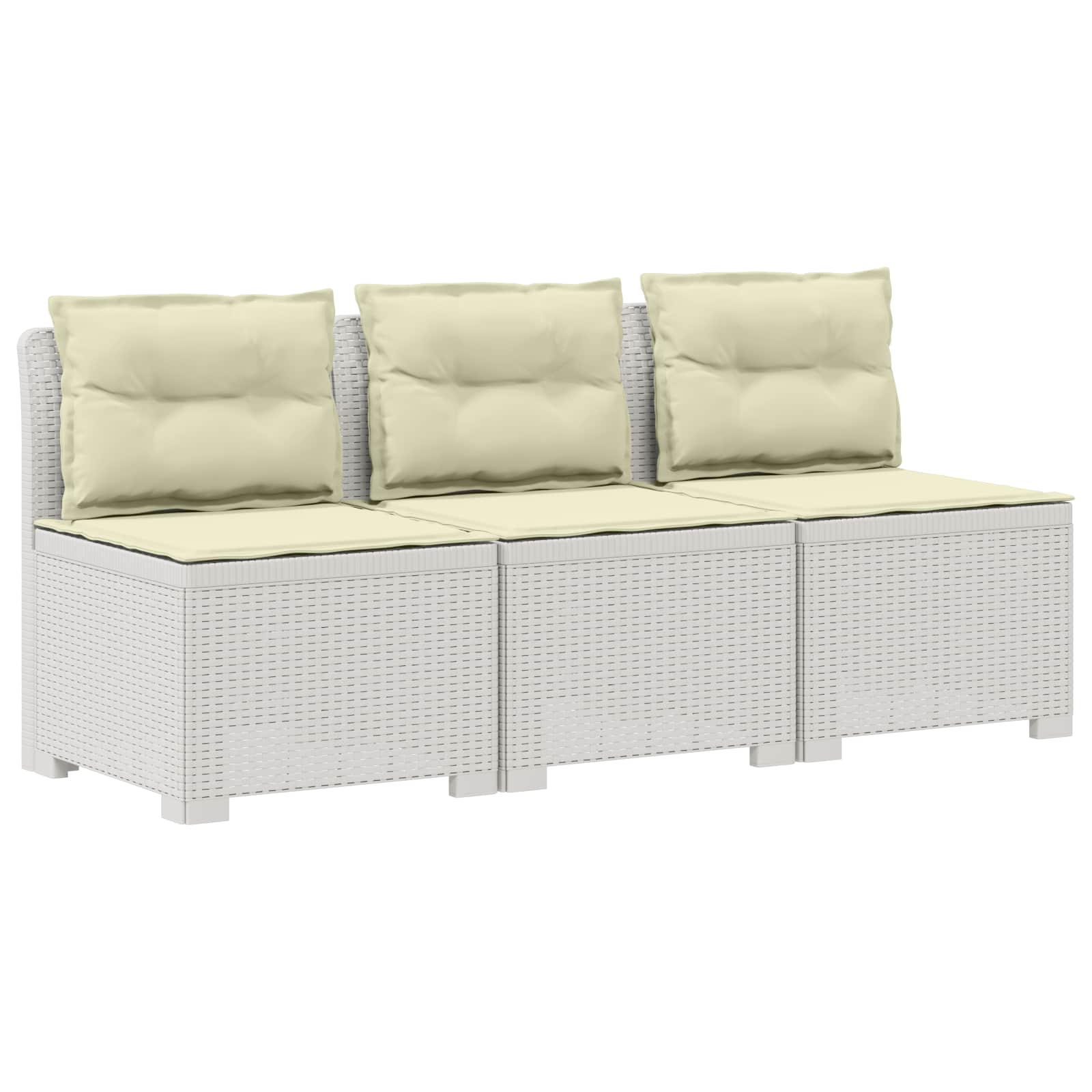 vidaXL Sofa ogrodowa 3-osobowa z poduszkami w rattanowym wyglądzie PP
