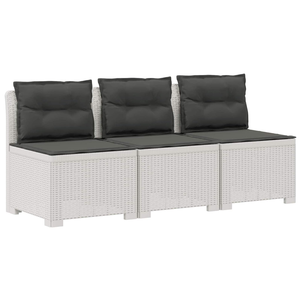 vidaXL Sofa ogrodowa 3-osobowa z poduszkami w rattanowym wyglądzie PP