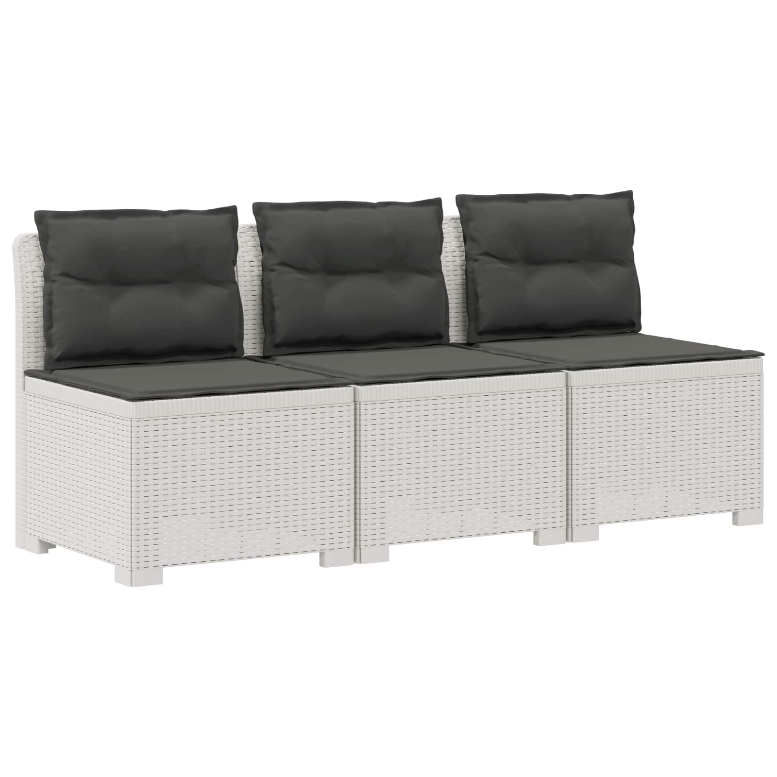 vidaXL Sofa ogrodowa 3-osobowa z poduszkami w rattanowym wyglądzie PP