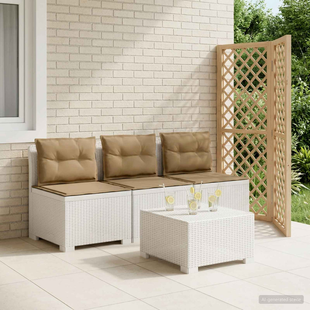 vidaXL Sofa ogrodowa 3-osobowa z poduszkami w rattanowym wyglądzie PP