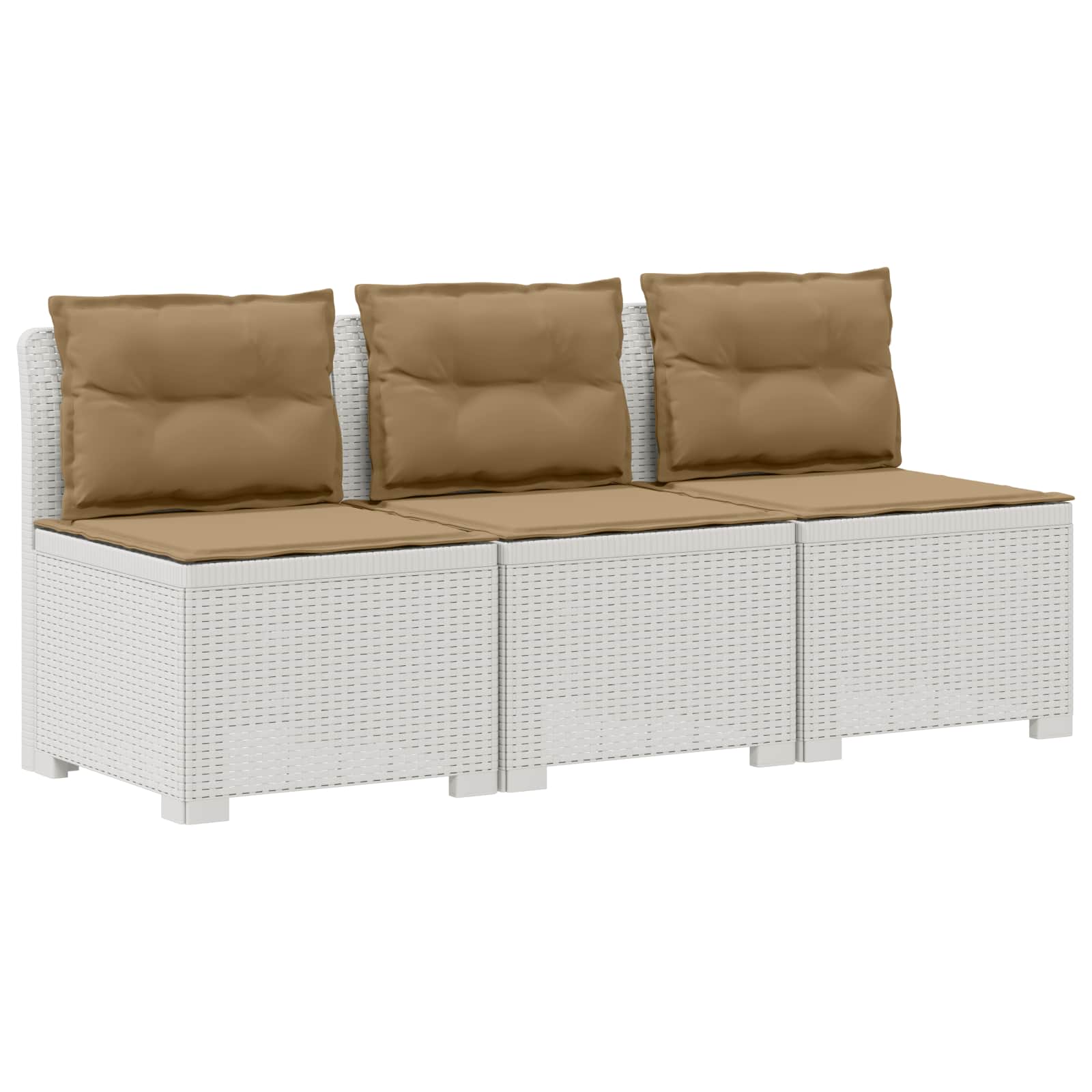 vidaXL Sofa ogrodowa 3-osobowa z poduszkami w rattanowym wyglądzie PP