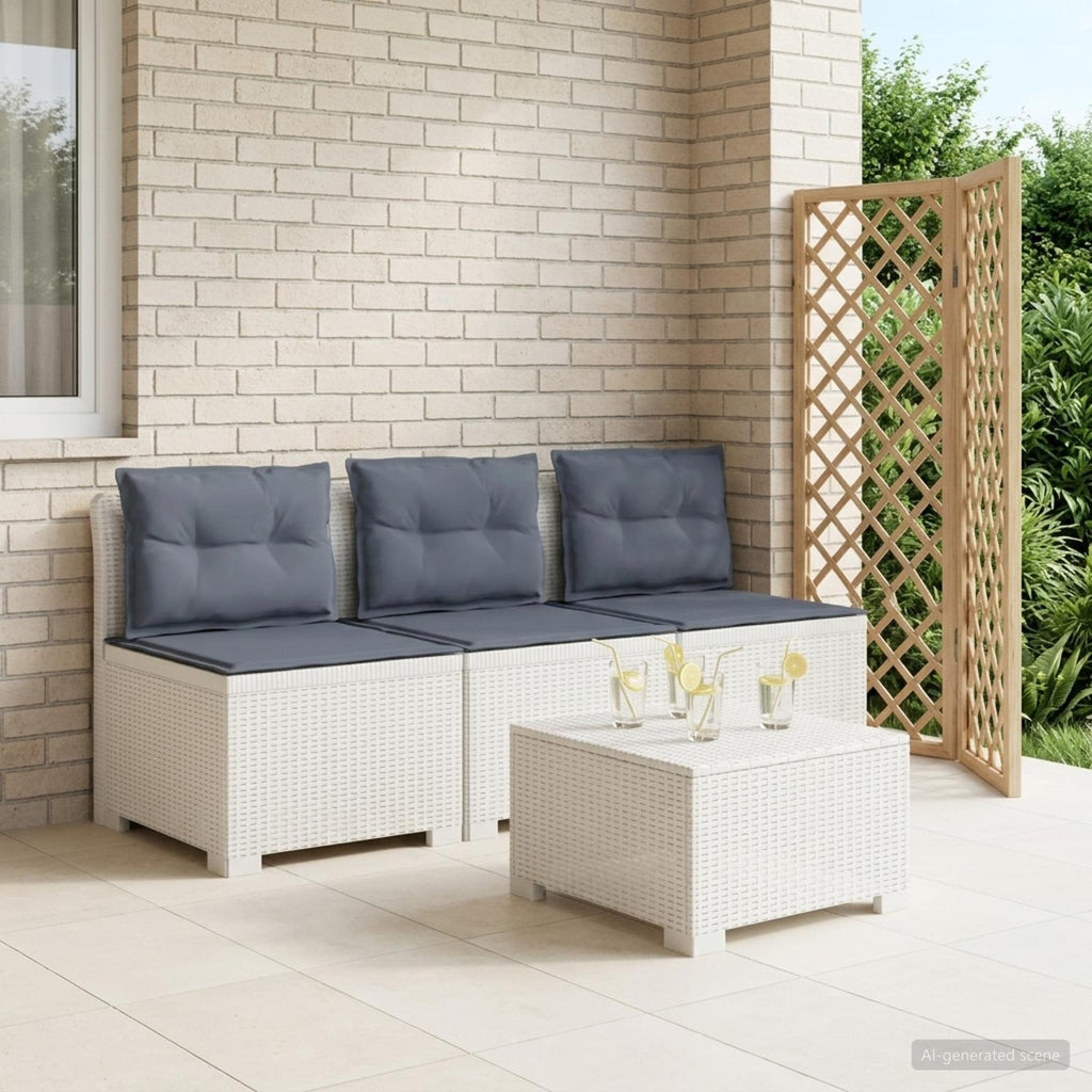 vidaXL Sofa ogrodowa 3-osobowa z poduszkami w rattanowym wyglądzie PP