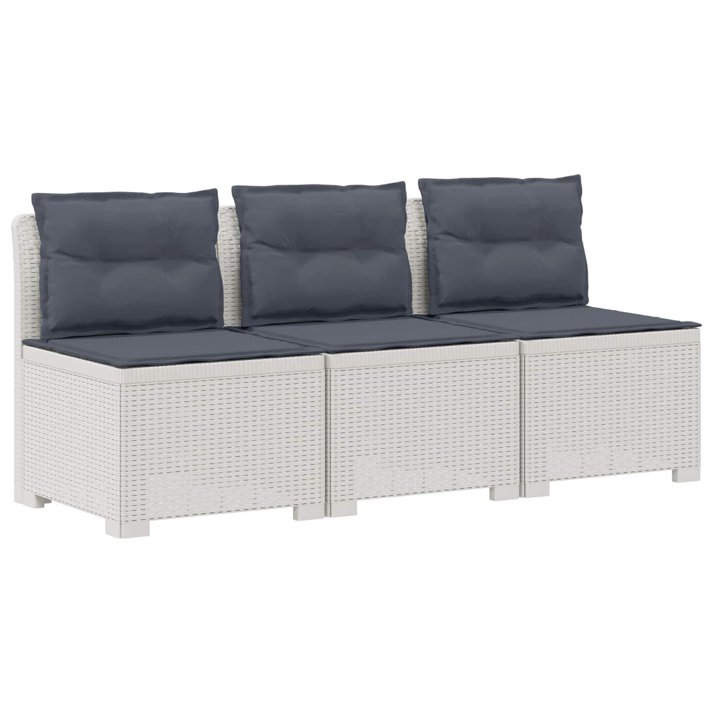vidaXL Sofa ogrodowa 3-osobowa z poduszkami w rattanowym wyglądzie PP
