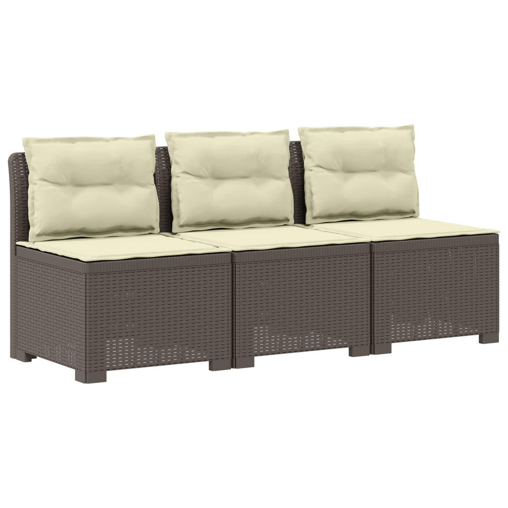 vidaXL Sofa ogrodowa 3-osobowa z poduszkami w rattanowym wyglądzie PP