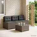 vidaXL Sofa ogrodowa 3-osobowa z poduszkami w rattanowym wyglądzie PP