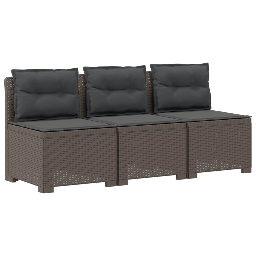 vidaXL Sofa ogrodowa 3-osobowa z poduszkami w rattanowym wyglądzie PP