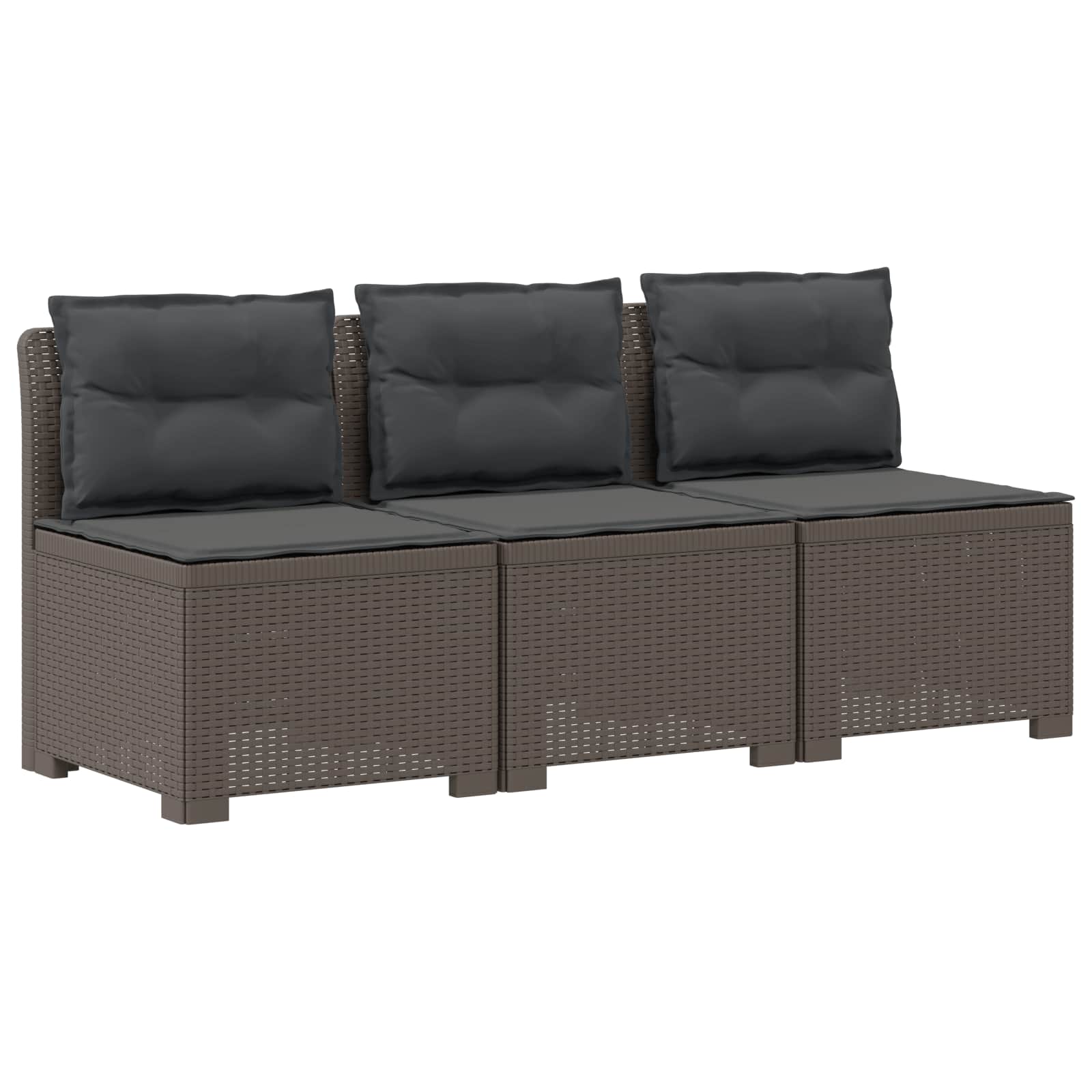vidaXL Sofa ogrodowa 3-osobowa z poduszkami w rattanowym wyglądzie PP