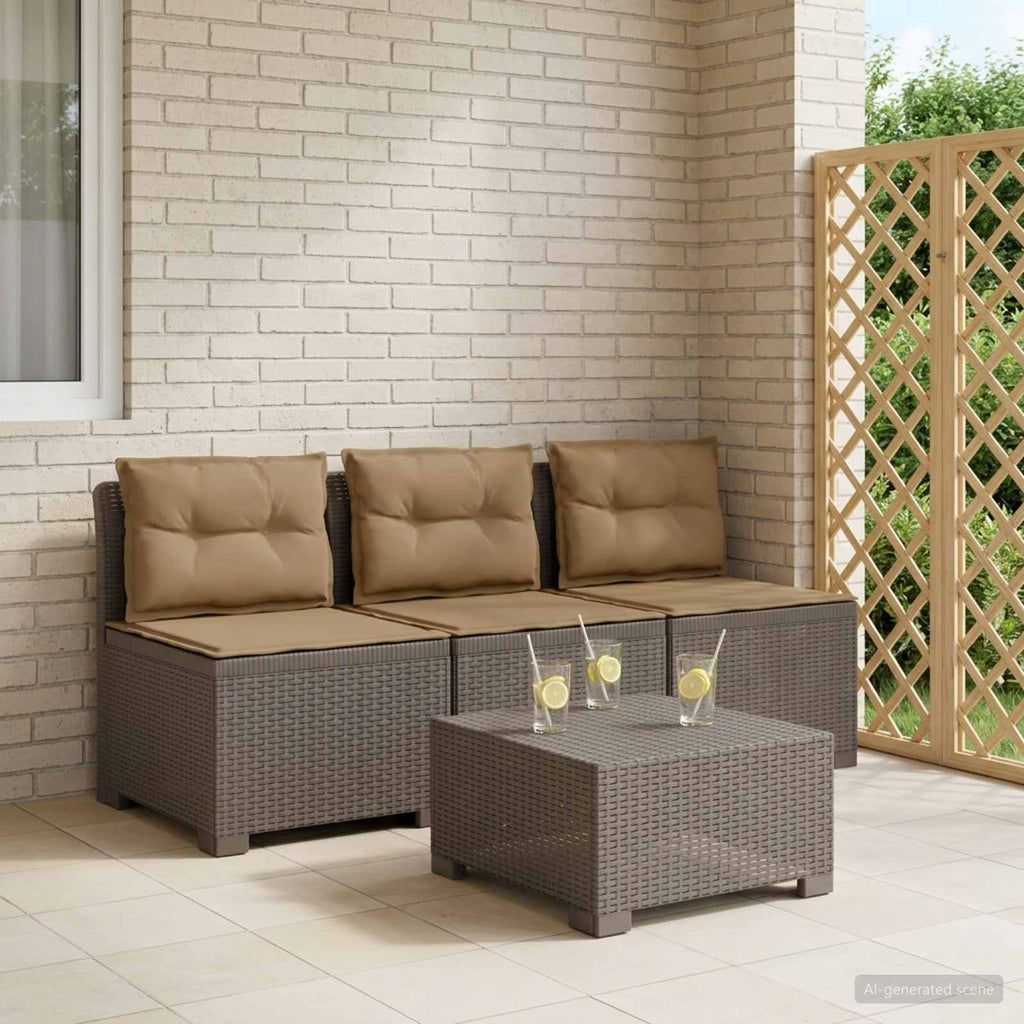 vidaXL Sofa ogrodowa 3-osobowa z poduszkami w rattanowym wyglądzie PP
