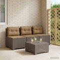 vidaXL Sofa ogrodowa 3-osobowa z poduszkami w rattanowym wyglądzie PP