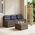vidaXL Sofa ogrodowa 3-osobowa z poduszkami w rattanowym wyglądzie PP