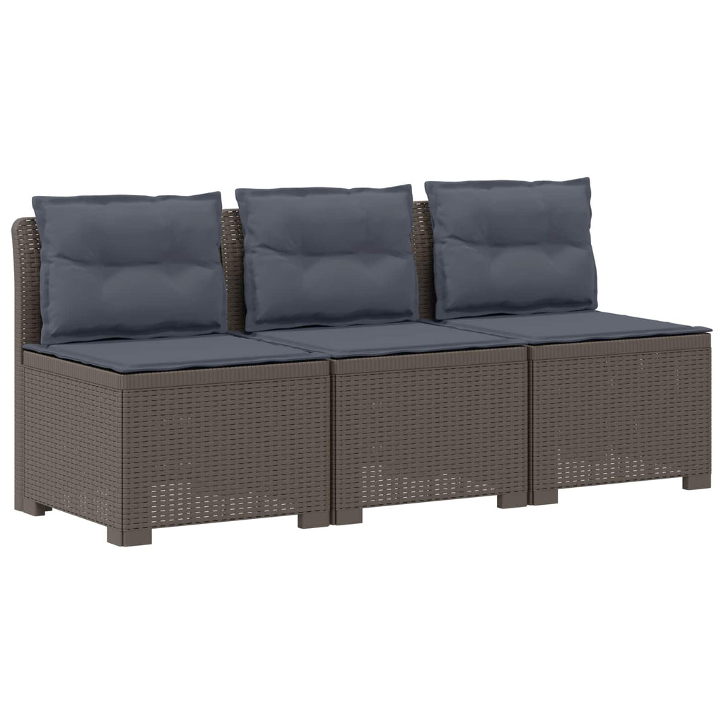 vidaXL Sofa ogrodowa 3-osobowa z poduszkami w rattanowym wyglądzie PP