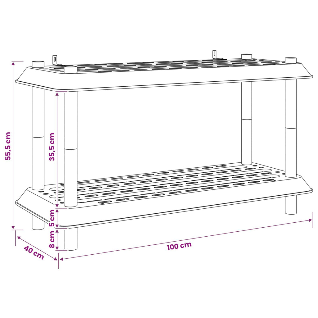 vidaXL Jednostka regałowa 2 poziomów 100 x 40 x 55,5 cm PP jasnoszary