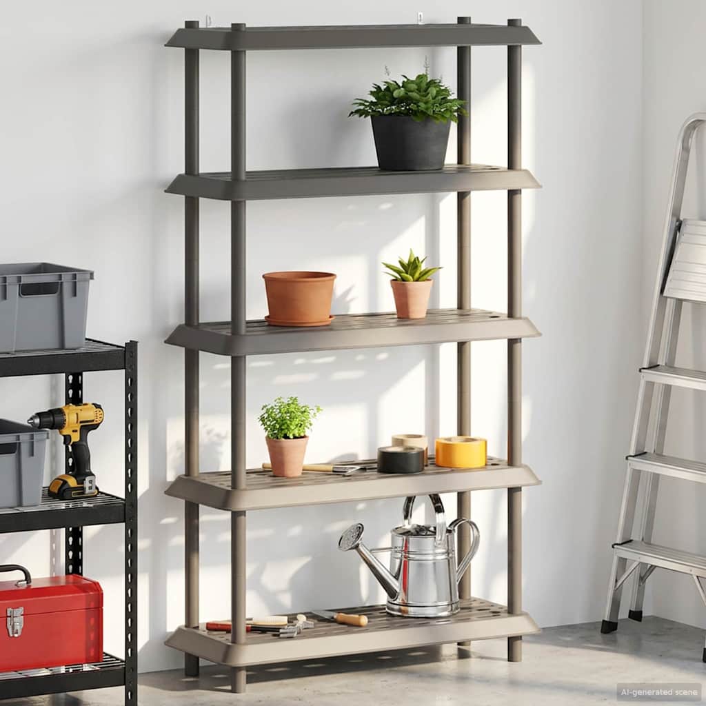 vidaXL Jednostka regałowa 5 poziomów 100 x 40 x 177 cm PP jasnoszary
