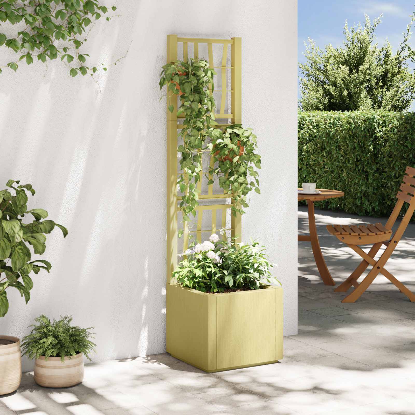 vidaXL Donica ogrodowa z trellem zielony 36 x 36 x 140 cm PP