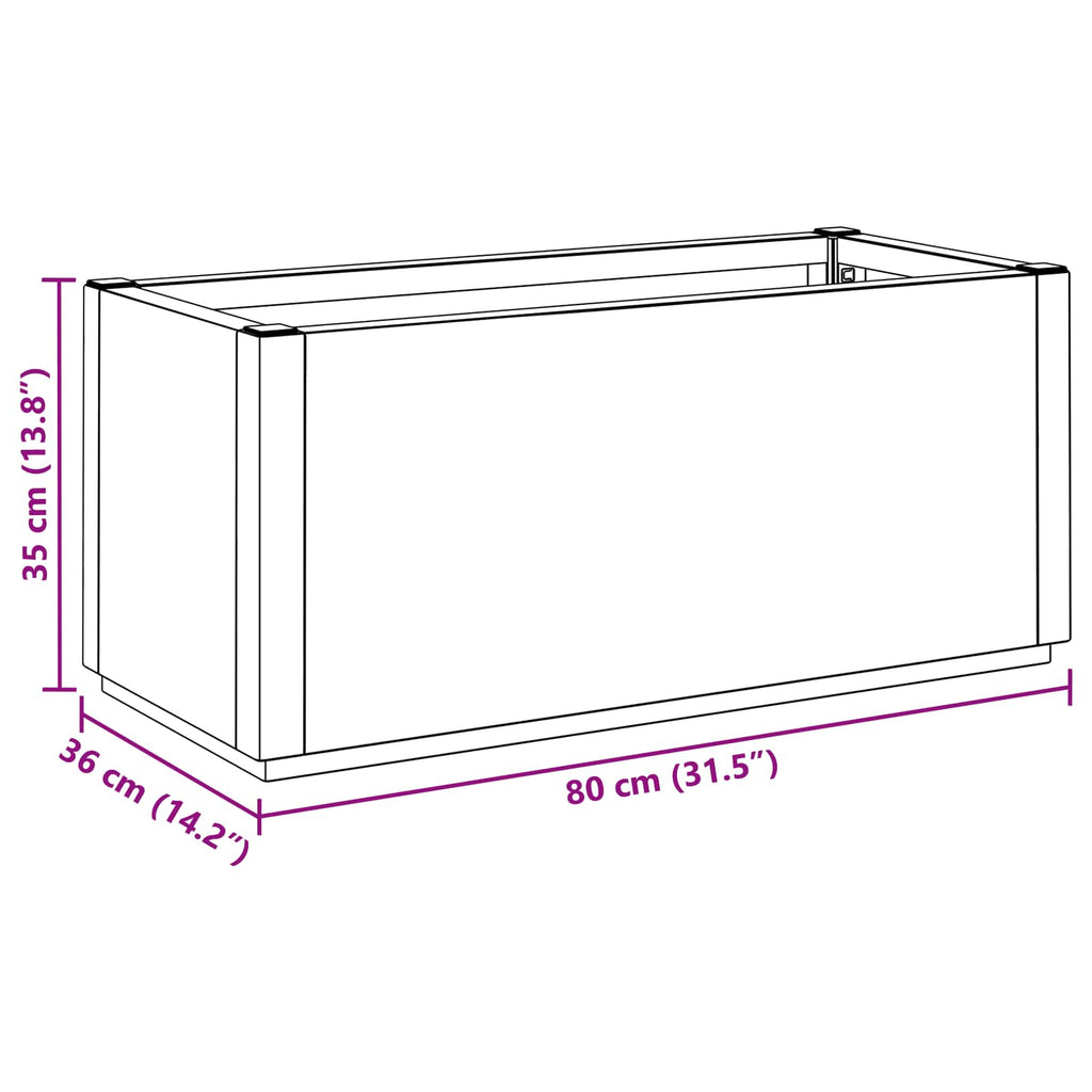 vidaXL Skrzynka na kwiaty do ogrodu Brązowy 80 x 36 x 35 cm PP