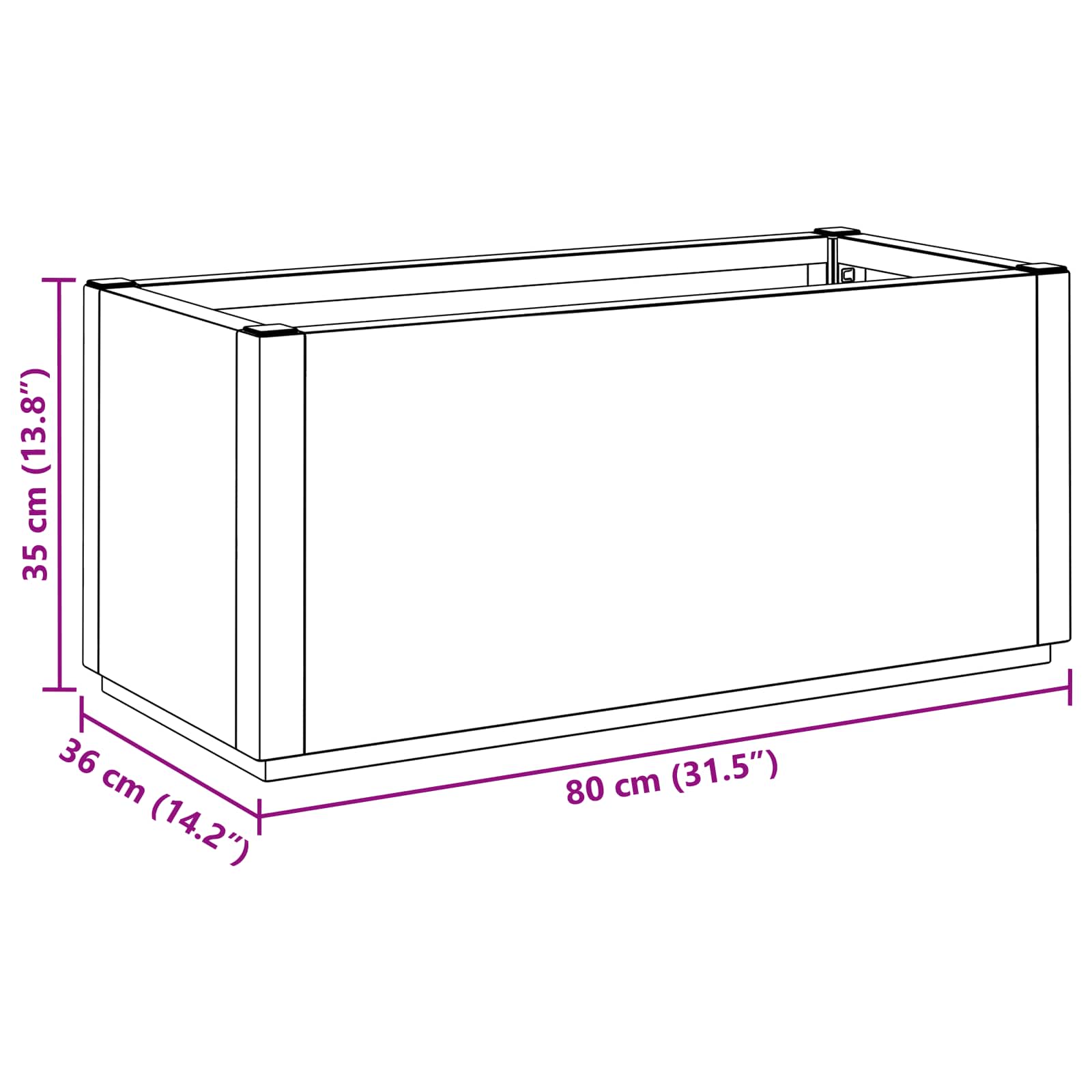 vidaXL Skrzynka na kwiaty do ogrodu Brązowy 80 x 36 x 35 cm PP