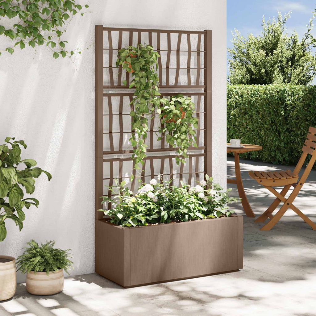 vidaXL Donica ogrodowa z trellem brązowy 80 x 36 x 140 cm PP