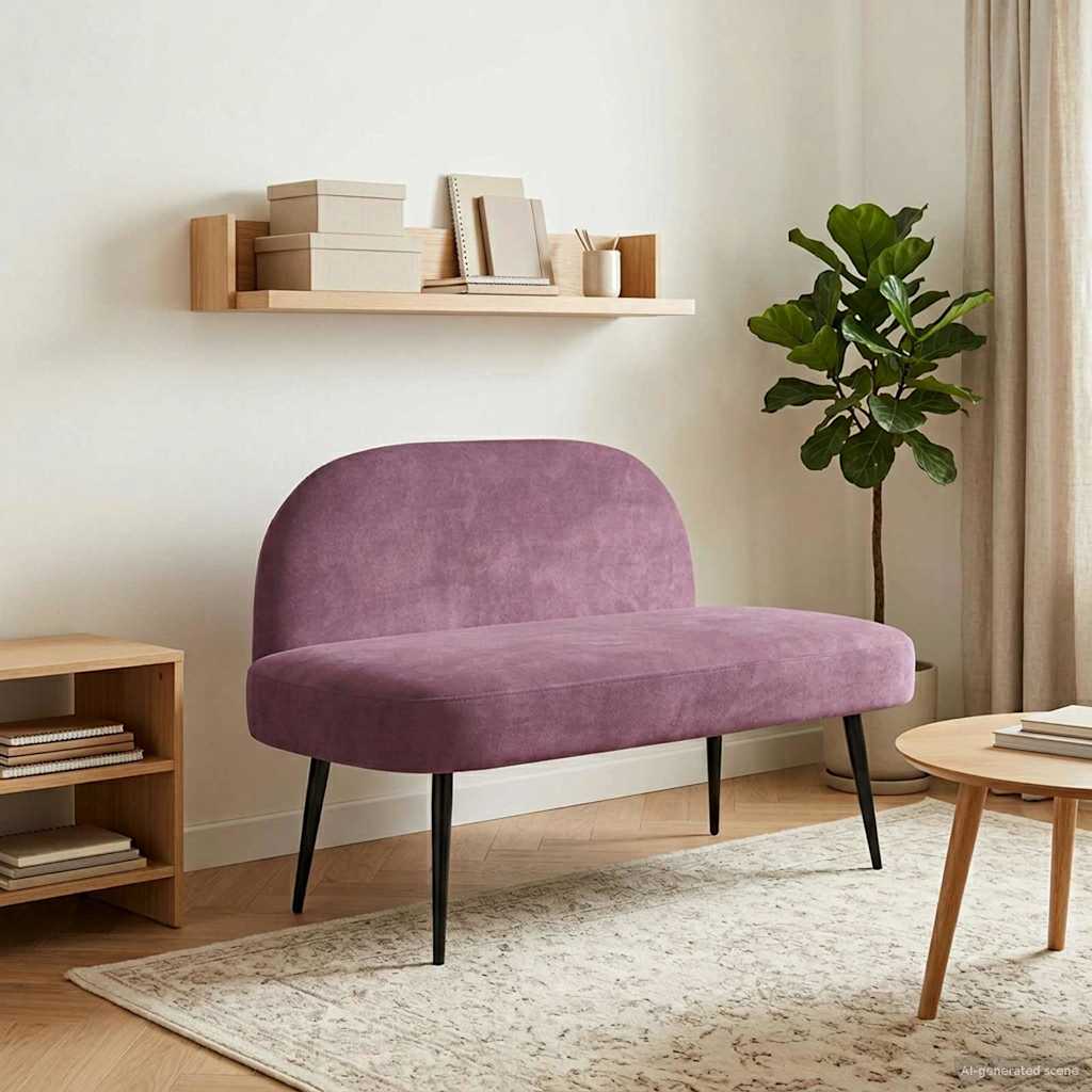 vidaXL Tapicerowana ławka z oparciem Fioletowy 110 x 60 x 76 cm Welur
