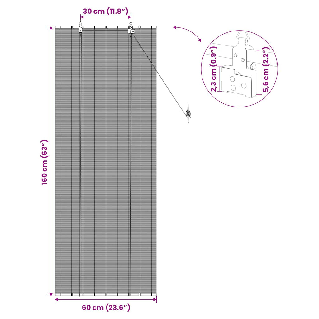 vidaXL Roleta Szary 60 x 160 cm Bambus
