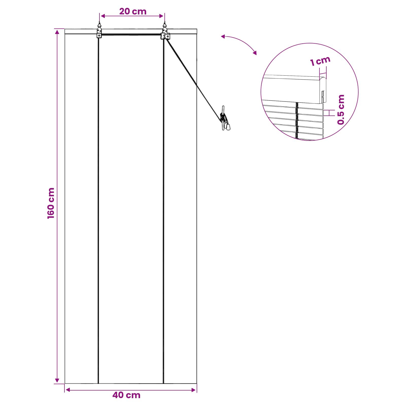 vidaXL Roleta brązowy 40 x 160 cm Bambus